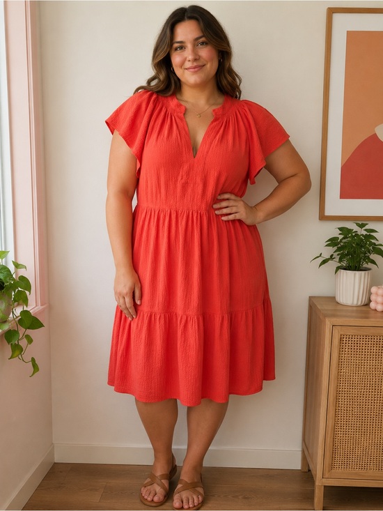 Calvin Klein Dresses & Skirts - 🛍️ 2/$40🛍️ Calvin Klein Flutter Sleeve V-Neck Midi Dress